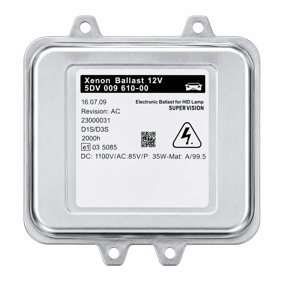 HID Xenon Ballast Module 3W0941597 - For Bentley Continental white background back view