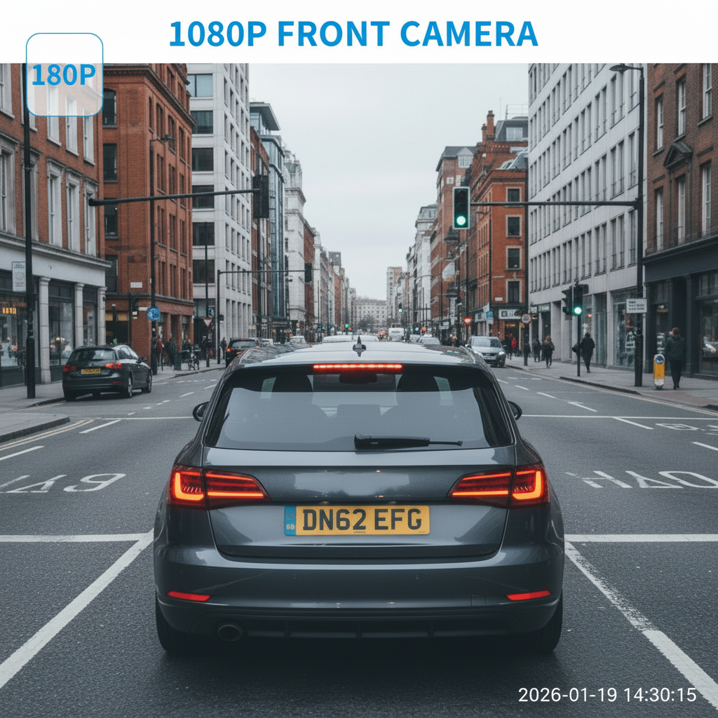 Novemtron Custom Fit Dash Cam - 1080P Front Camera with 180 Degree Wide Angle Lens, High Definition Driving Footage