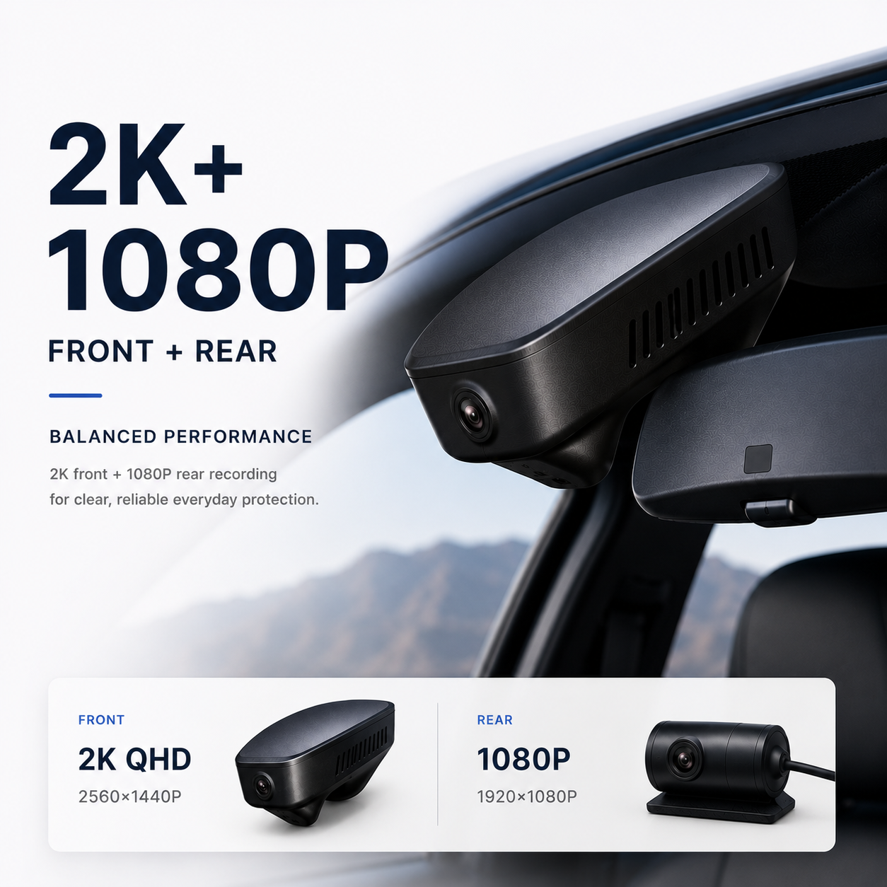 4K/2K Dual Channel Dash Cam For VW Touareg 2014–2017 C15AE